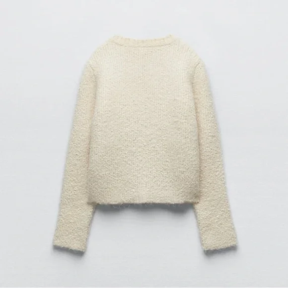 ZARA BOUCLÉ KNIT CARDIGAN ‎ ECRU - REF. 4331/171 Small - Picture 7 of 10